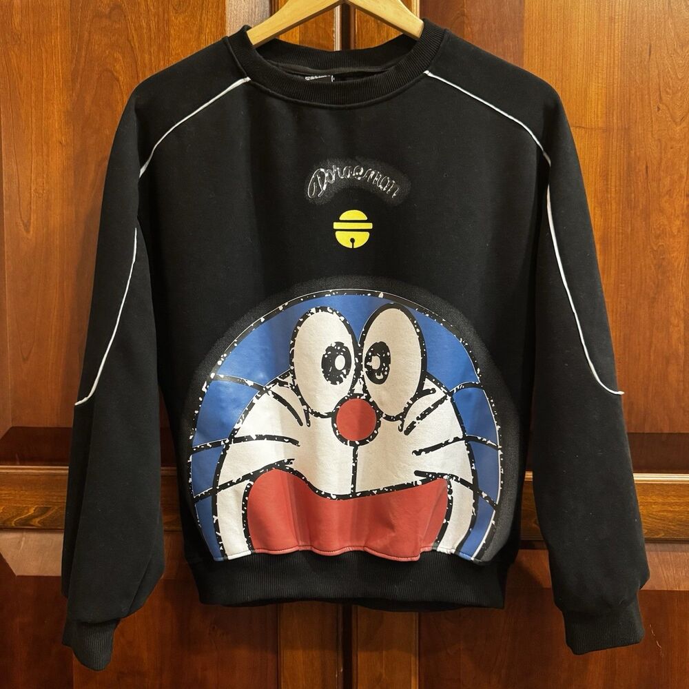 DORAEMON Black Sweatshirt  by Pink Time Design Size Large